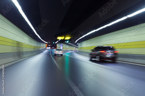 Blurred tunnel traffic