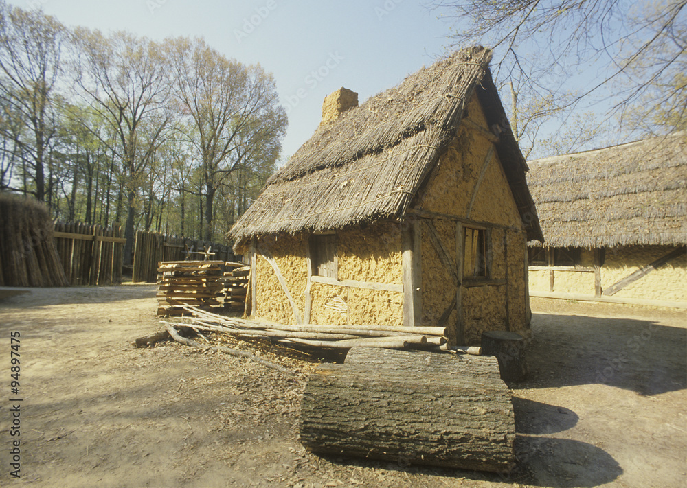 Exterior of building in historic Jamestown, Virginia, site of the first English Colony Exterior of building in historic Jamestown, Virginia, site of the first English Colony