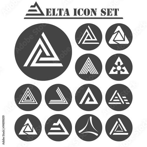Delta letter icons set photo