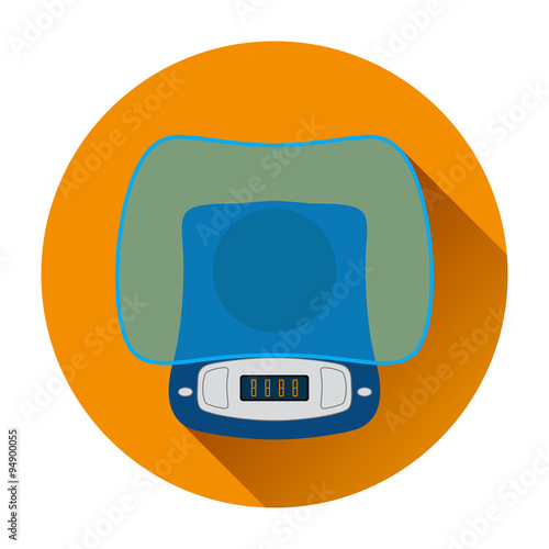 Blue kitchen scales in the orange circle