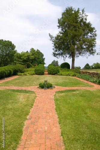 Fototapeta Naklejka Na Ścianę i Meble -  Garden walkway leading to Thomas Jefferson's Monticello, view from Ash Lawn-Highland  Home of President James Monroe, Albemarle County, Virginia