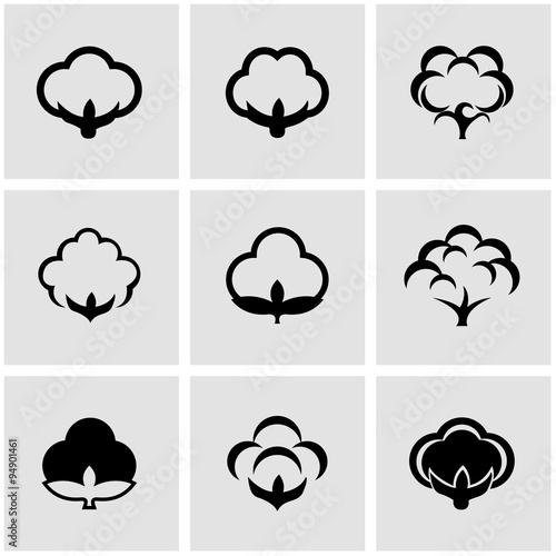Vector black cotton icon set. Cotton Icon Object,  Cotton  Icon Picture,  Cotton Icon Image