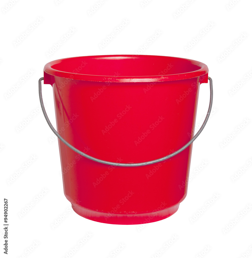 Single red bucket isolated Single red bucket isolated
