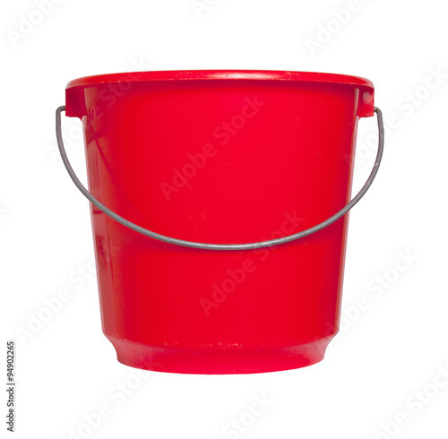 Single red bucket isolated