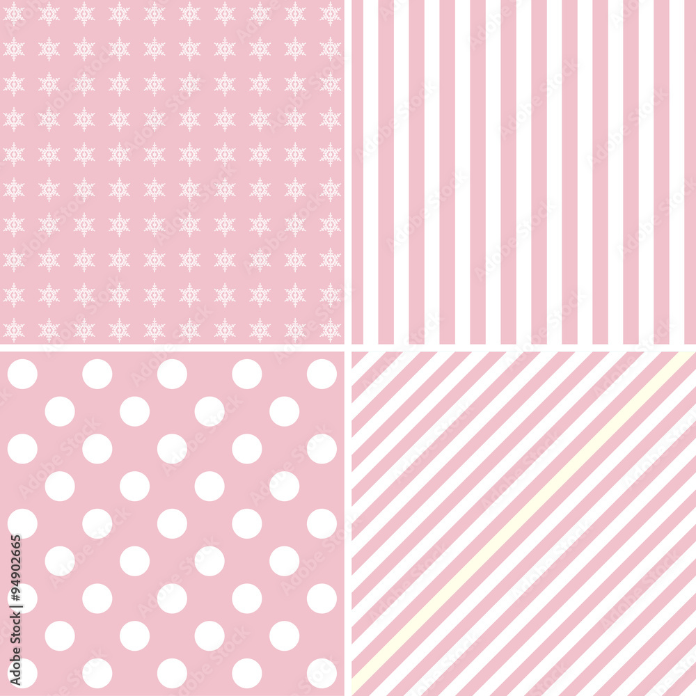 Set of four cute backgrounds in pink colors