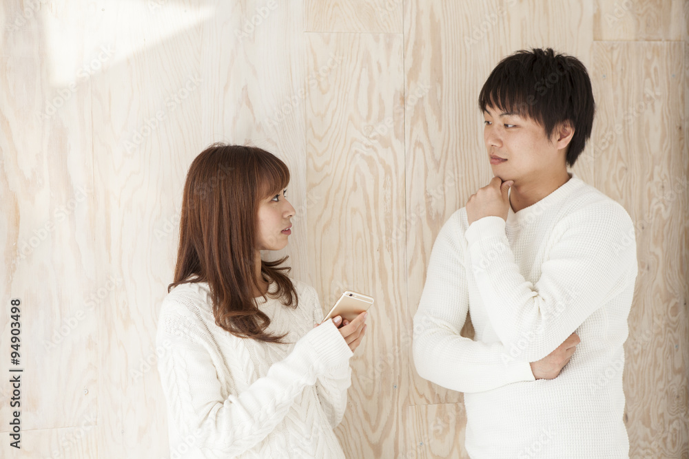 Young couple are talking face to face Young couple are talking face to face