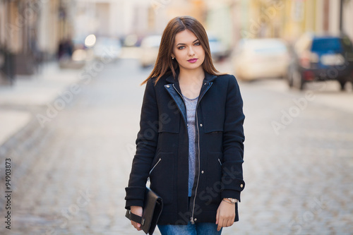 Fashionable stylish girl Outdoors, lifestyle