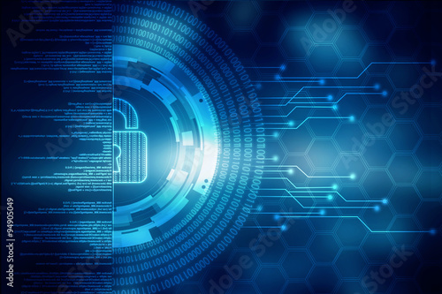 Security concept: Lock on digital screen, contrast, 3d render