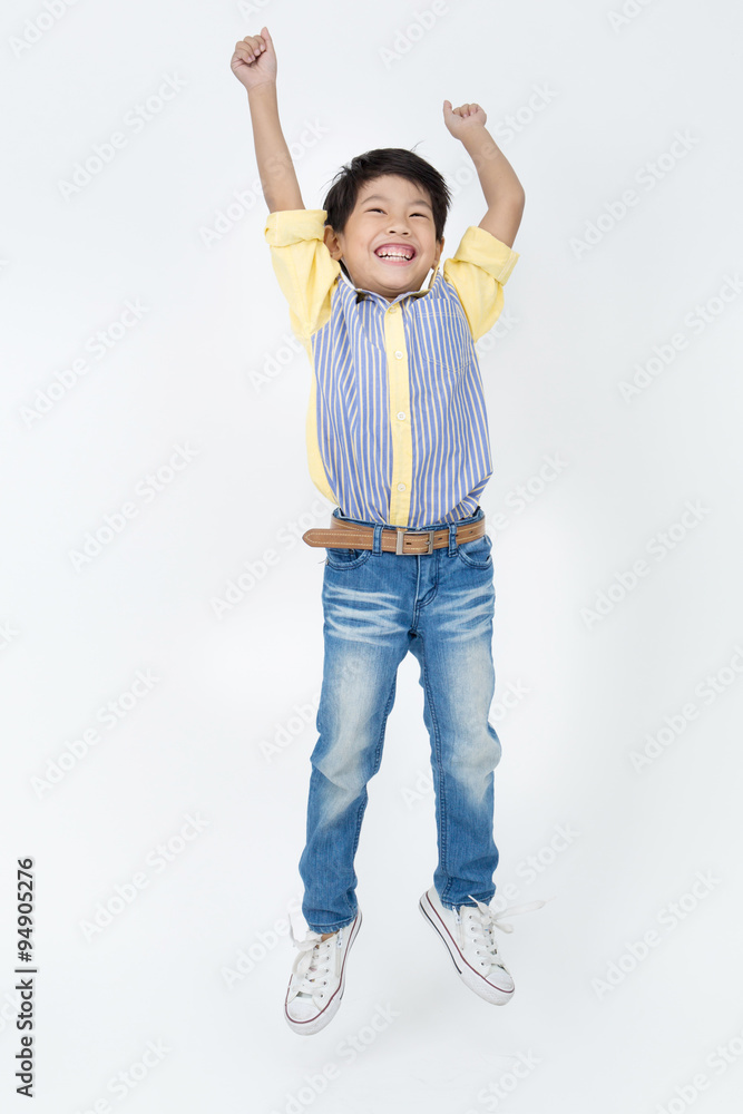 Portrait of asian cute boy is jumping Portrait of asian cute boy is jumping