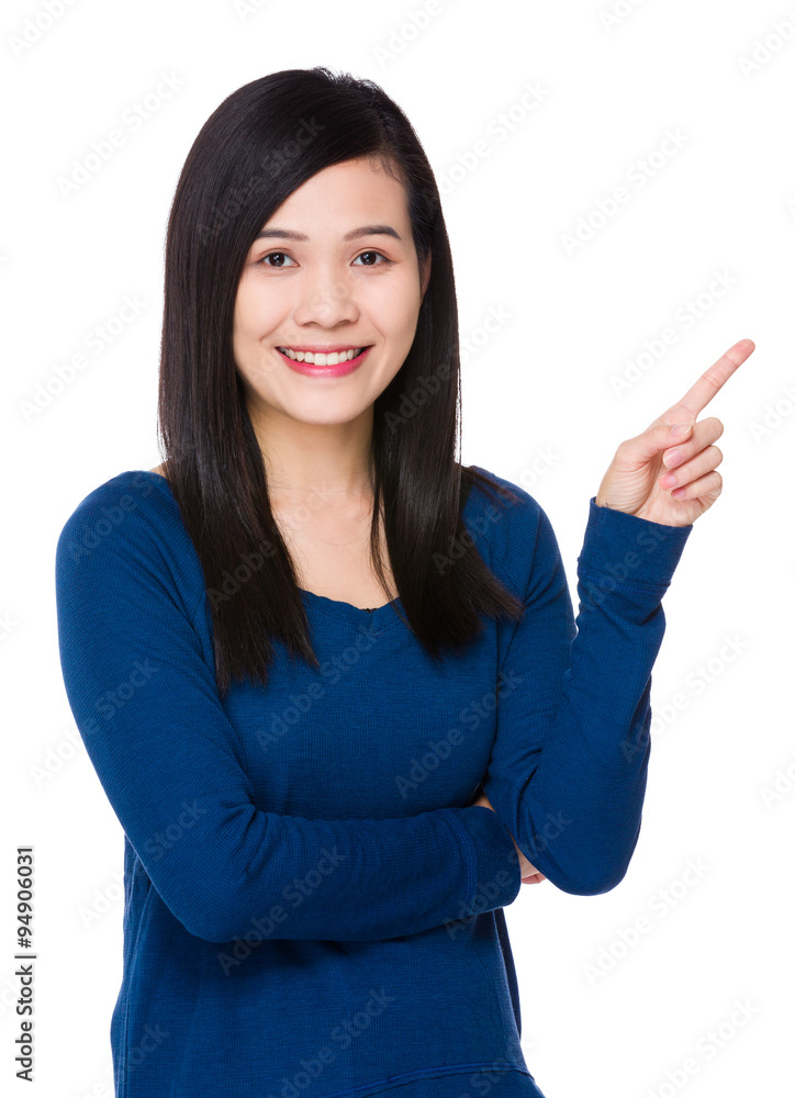 Woman with finger point up Woman with finger point up