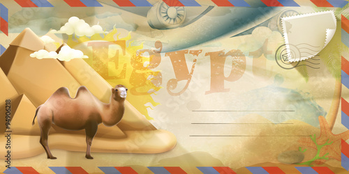 Background travel, Egypt vector postcard