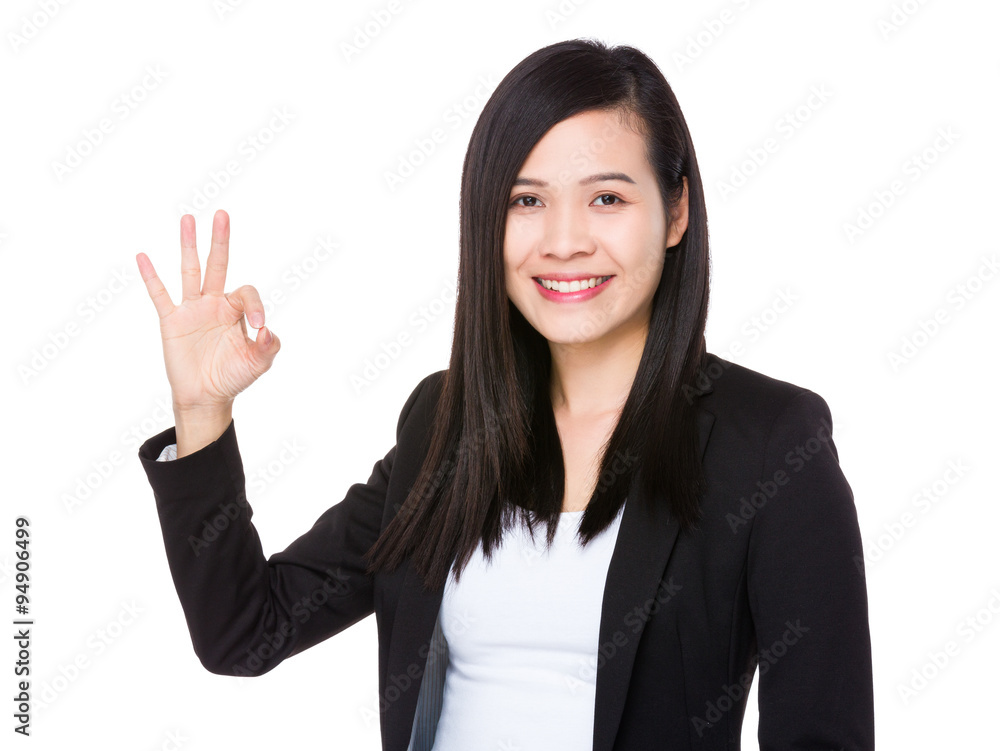 Asian Young Businesswoman with ok sign gesture Asian Young Businesswoman with ok sign gesture