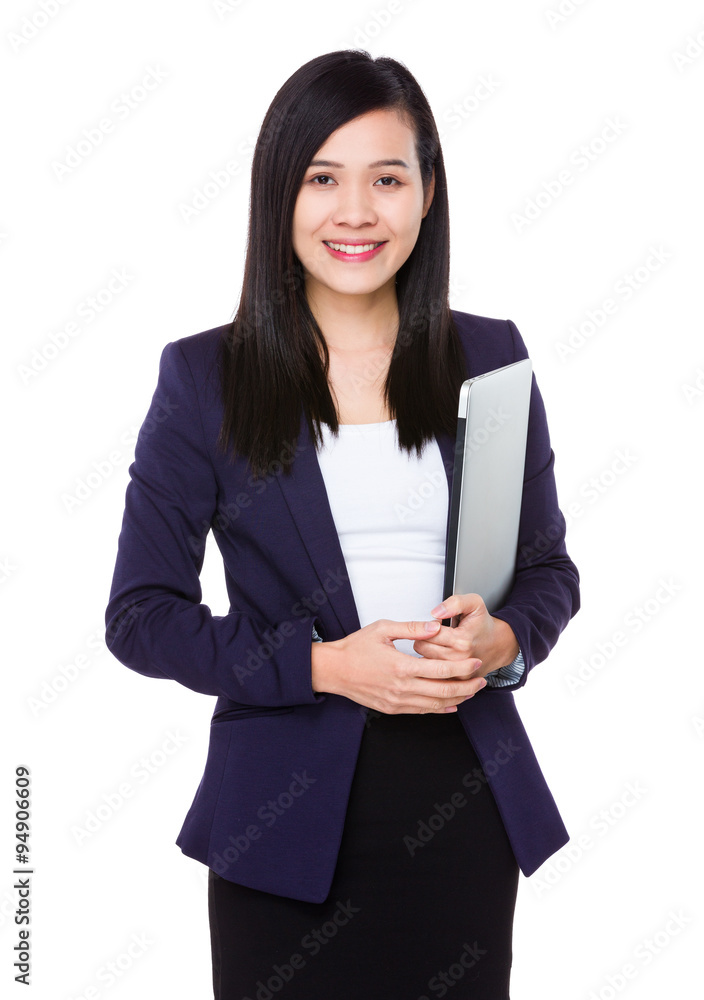 Young Businesswoman hold with notebook computer Young Businesswoman hold with notebook computer