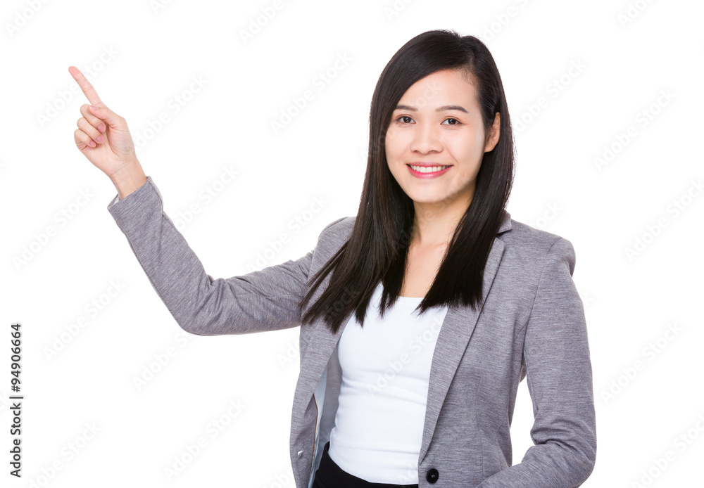 Young Businesswoman with finger point up Young Businesswoman with finger point up
