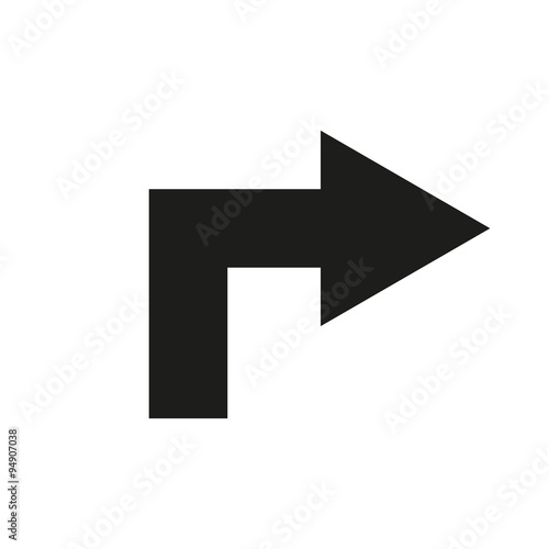 The right icon. Direction and arrow, navigation symbol. Flat