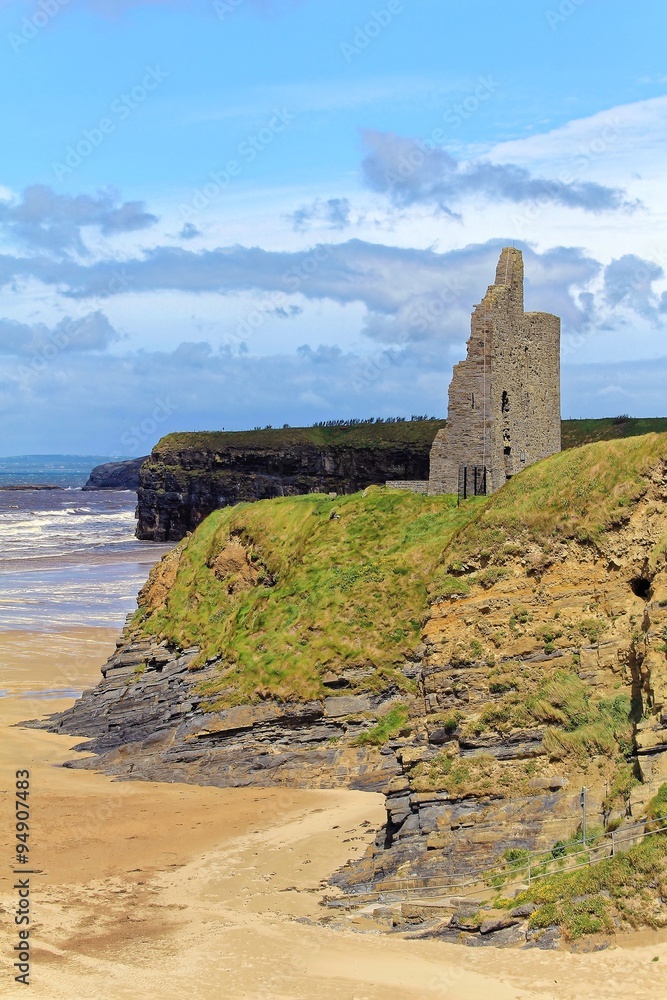 Ruined castle on a cliffs of Ballybunion on the wild atlantic way in county Kerry Ireland