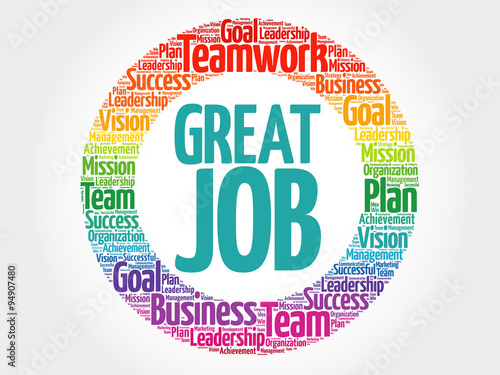 Great Job circle stamp word cloud, business concept