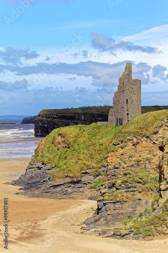 Ruined castle on a cliffs of Ballybunion on the wild atlantic way in county Kerry Ireland