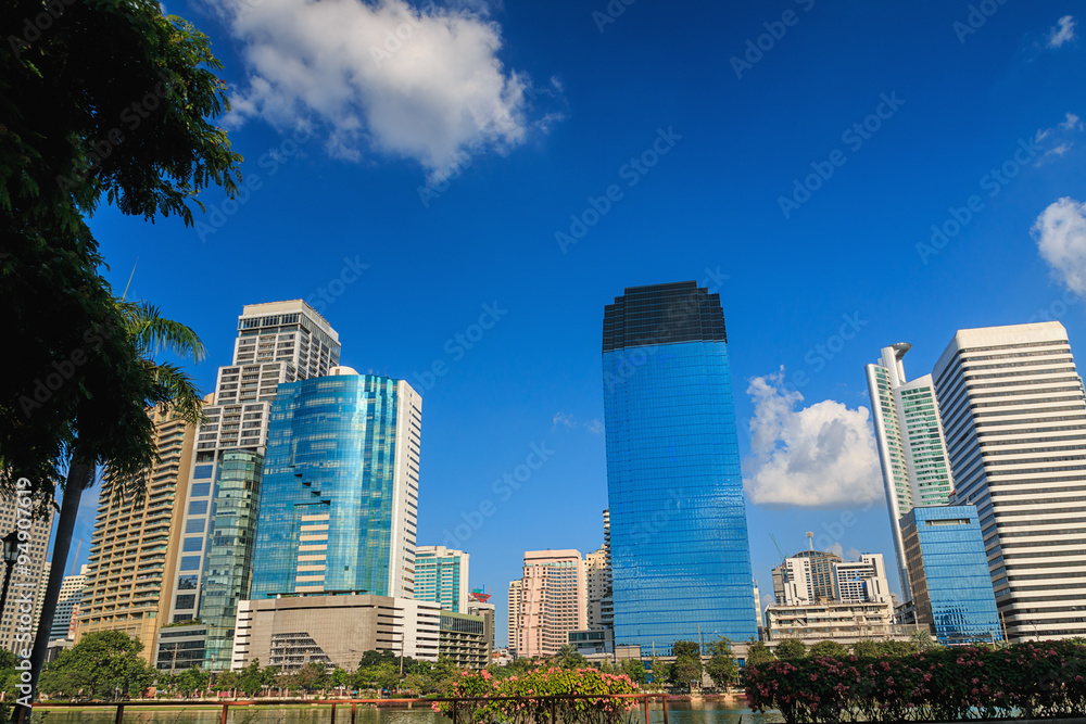 Bangkok office city modern with blue sky,thailand