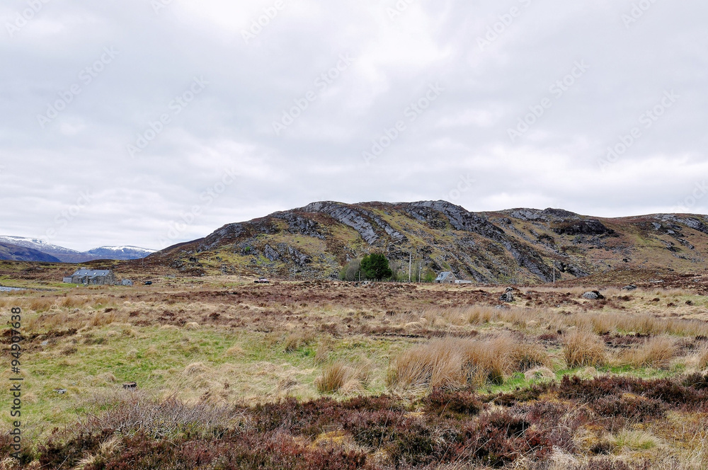 Barren land and mountains in Scotland