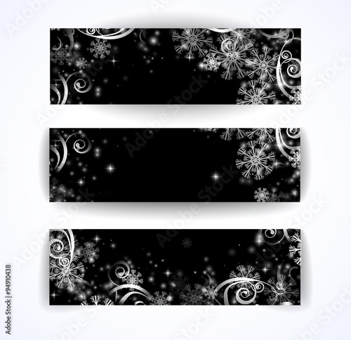 Elegant christmas black and white banner