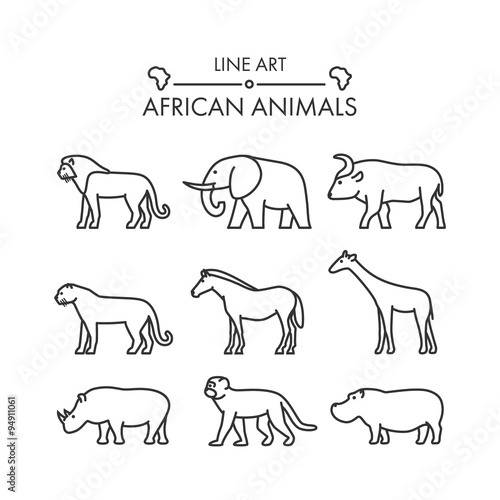 Outline figures of african animals