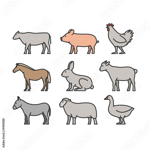 Painted outline figures of farm animals