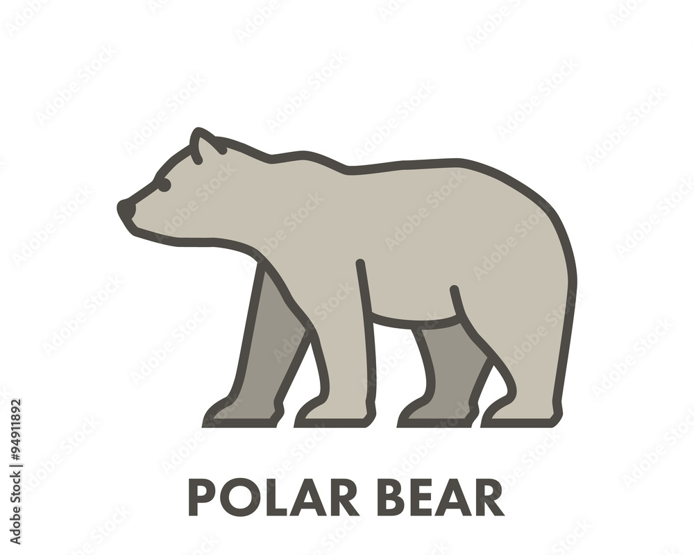 Obraz premium Painted outline figure of polar bear. Vector icon