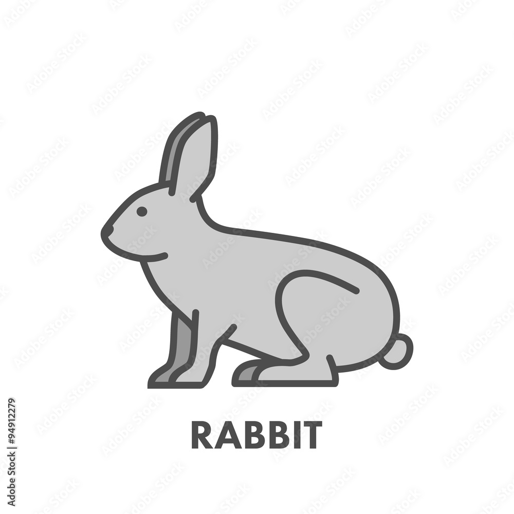 Painted line figure of rabbit. Vector outline symbol Painted line figure of rabbit. Vector outline symbol