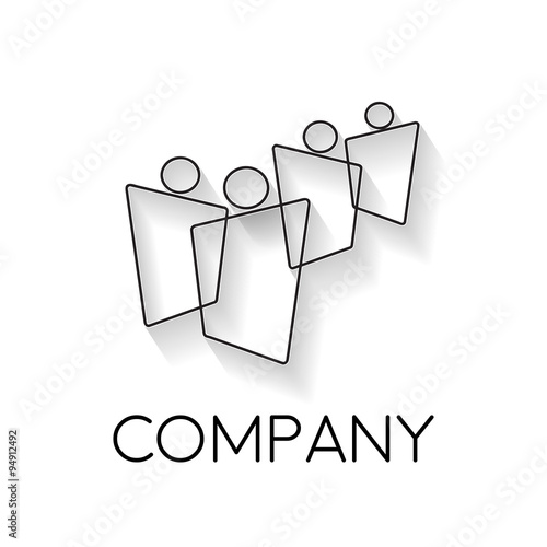 Vector sign abstract teamwork, in linear style