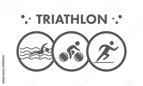 Triathlon logo and icon. Swimming, cycling, running symbols