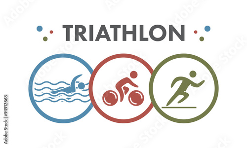 Canvas Print Triathlon logo and icon. Swimming, cycling, running symbols