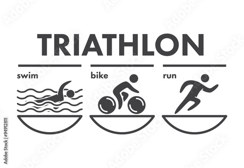 Triathlon logo and icon. Swimming, cycling, running symbols