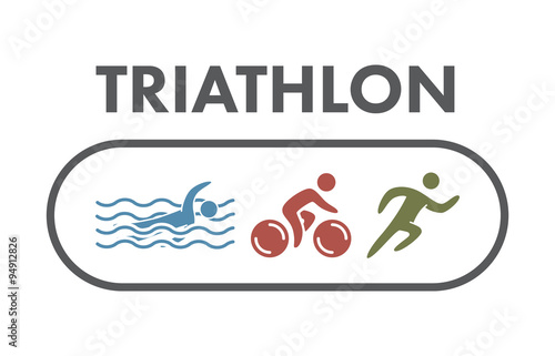 Triathlon logo and icon. Swimming, cycling, running symbols