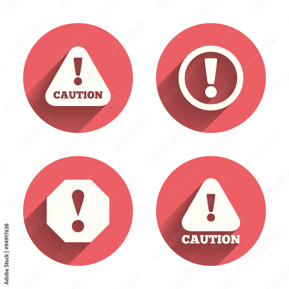 Attention caution signs. Hazard warning icons. Attention caution signs. Hazard warning icons.