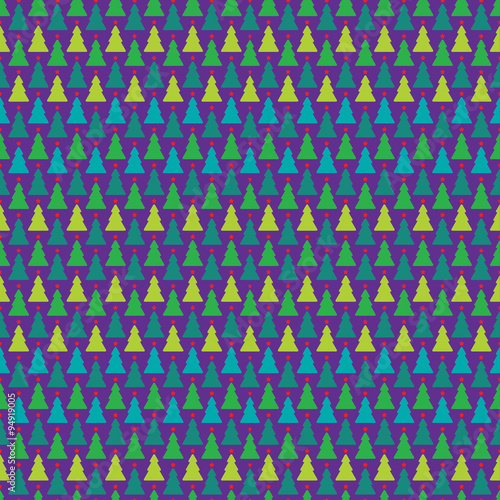 Seamless Pattern Christmas Trees Stars Green