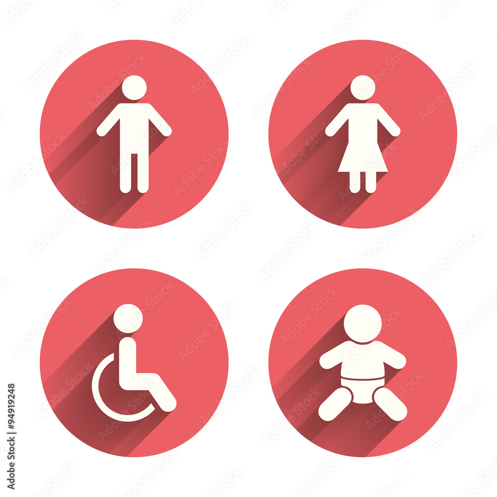 WC toilet icons. Human male or female signs.