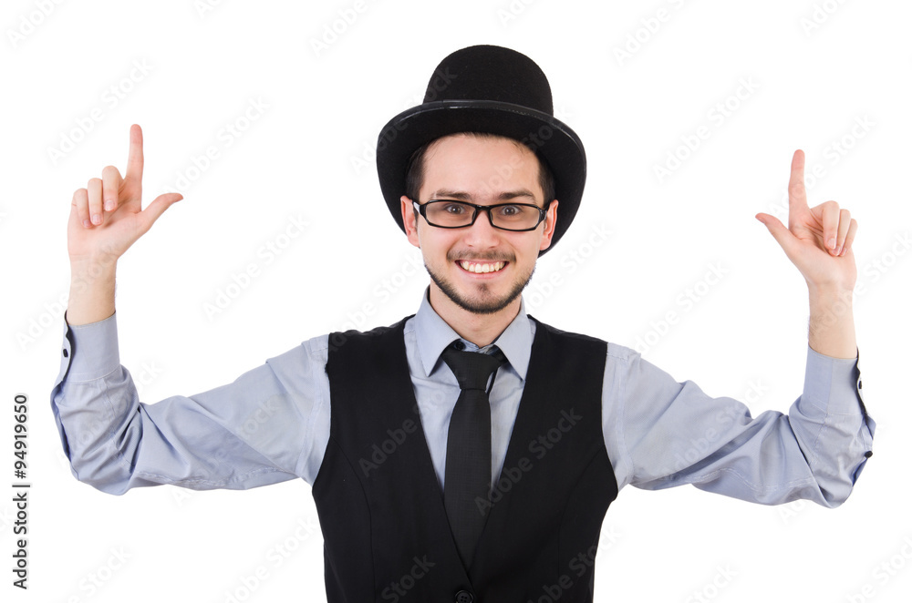Young man in hat isolated on white Young man in hat isolated on white