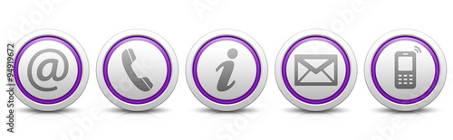 Contact Us – Set of light gray buttons with reflection & purple