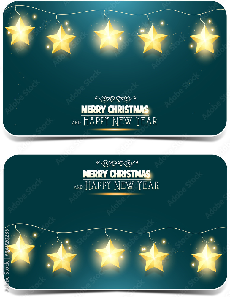 Naklejka premium Merry Christmas and Happy New Year