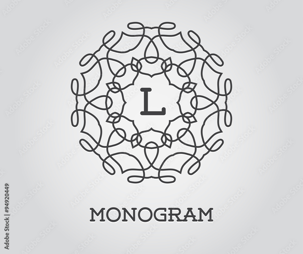 Monogram Design Template with Letter Vector Illustration Premium Elegant Quality