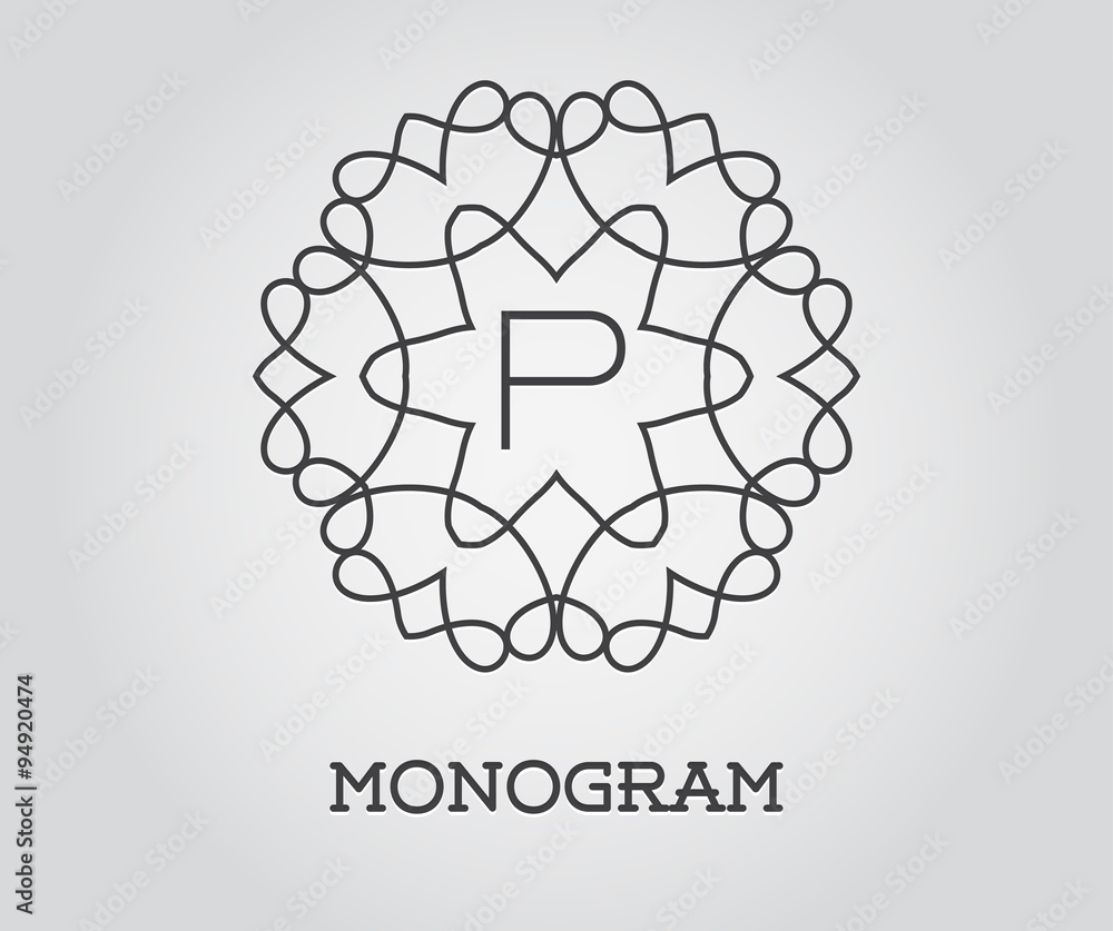 Fototapeta premium Monogram Design Template with Letter Vector Illustration Premium Elegant Quality