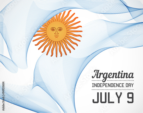 National Day of Country in Blending Lines Style Vector with Date