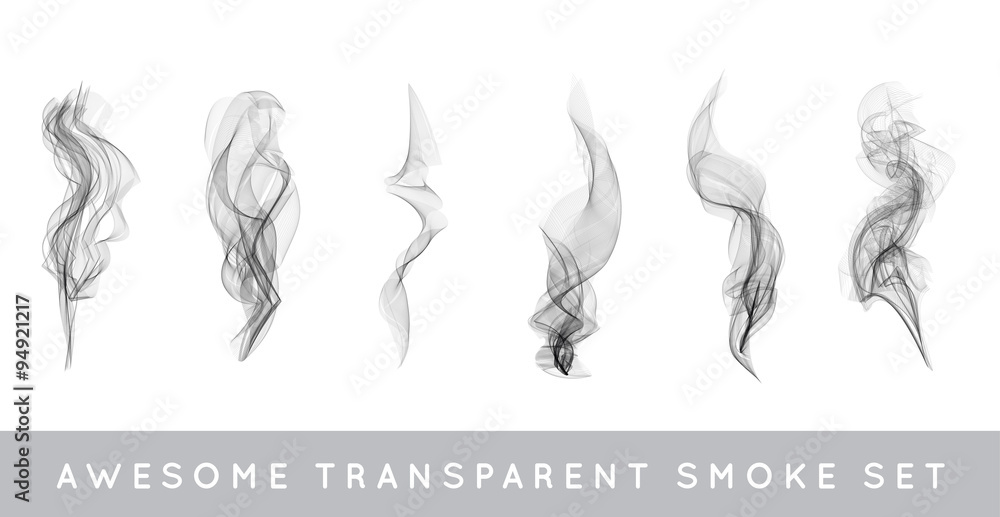 Premium Vector  Set of several realistic transparent smoke or