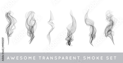 Vector Collection or Set of Realistic Cigarette Smoke or Fog or Haze with Transparency Isolated can be used with any Background photo