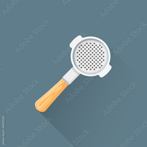 vector flat coffee barista portafilter illustration icon.