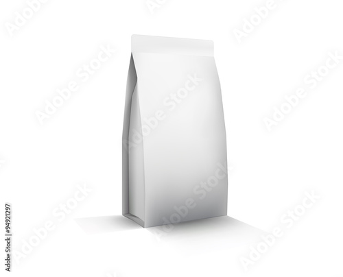 Vector Blank White Foil Food Packaging llustration Isolated Mock Up Template Package Ready For Custom Design