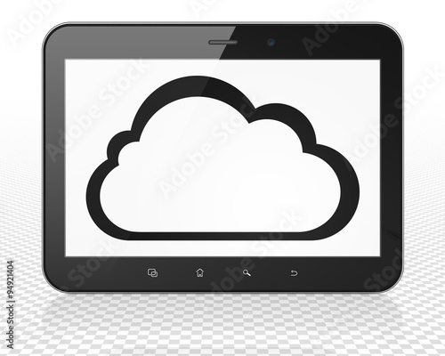 Cloud computing concept: Tablet Pc Computer with Cloud on display