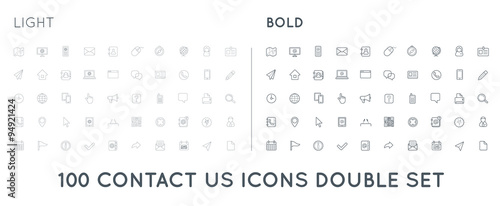 Set of Thin and Bold Contact us Service Elements and Assistance Support can be used as Logo or Icon in premium quality