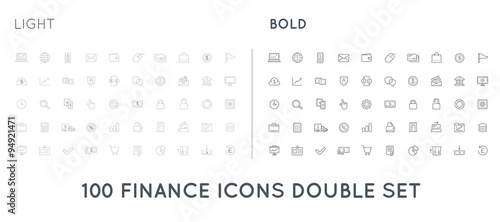 Set of Thin and Bold Vector Finance Money Icons and Payments and Income Rich can be used as Logo or Icon in premium quality